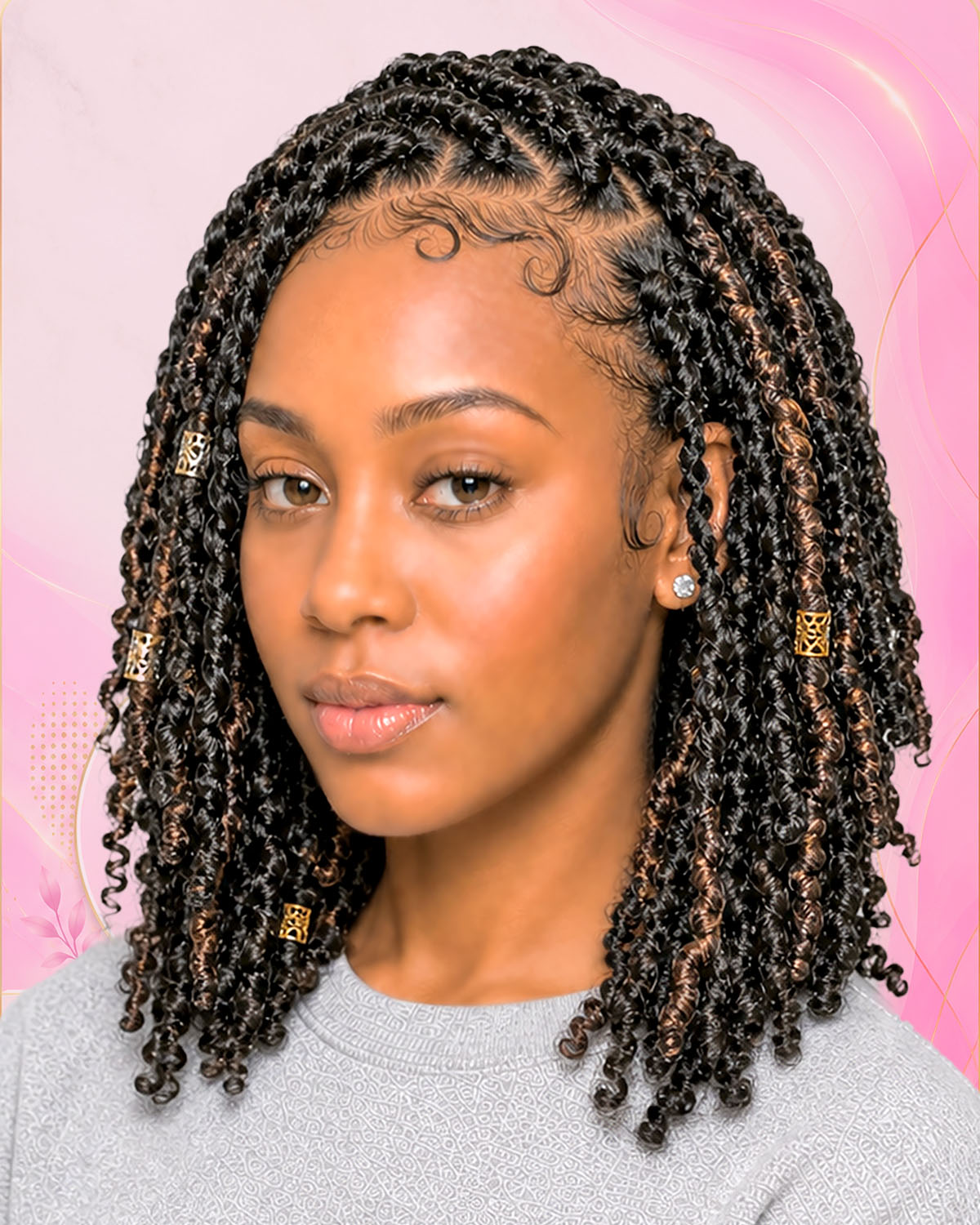 Shoulder-length braids style